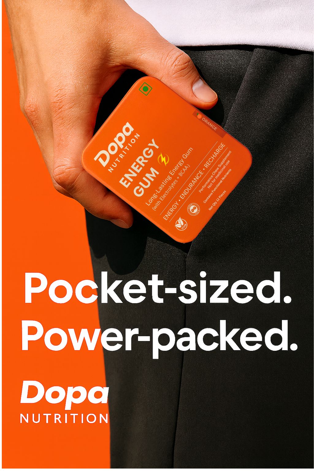 Energy Gum — Mint (12 Pieces) | Caffeine + Taurine + Guarana